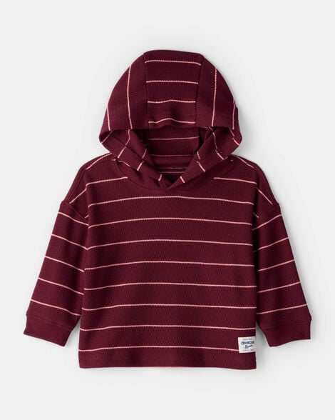 Baby Striped Long-Sleeve Hooded Top - Red