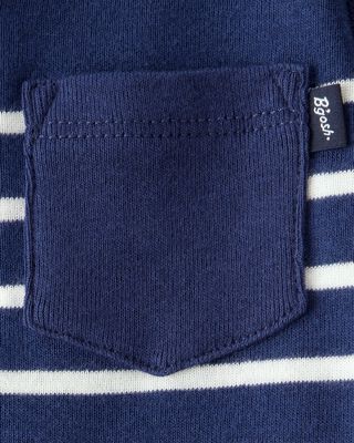 Product image 2 of Baby Ribbed Striped Button Down  Short-Sleeve Bodysuit - Navy