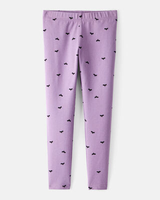 Product image 1 of Kid Cotton Halloween Bat Stretch Leggings - Purple