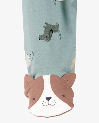 Product image 2 of Baby Dog Print 2-Way Zip Cotton Sleep & Play Pajamas - Green
