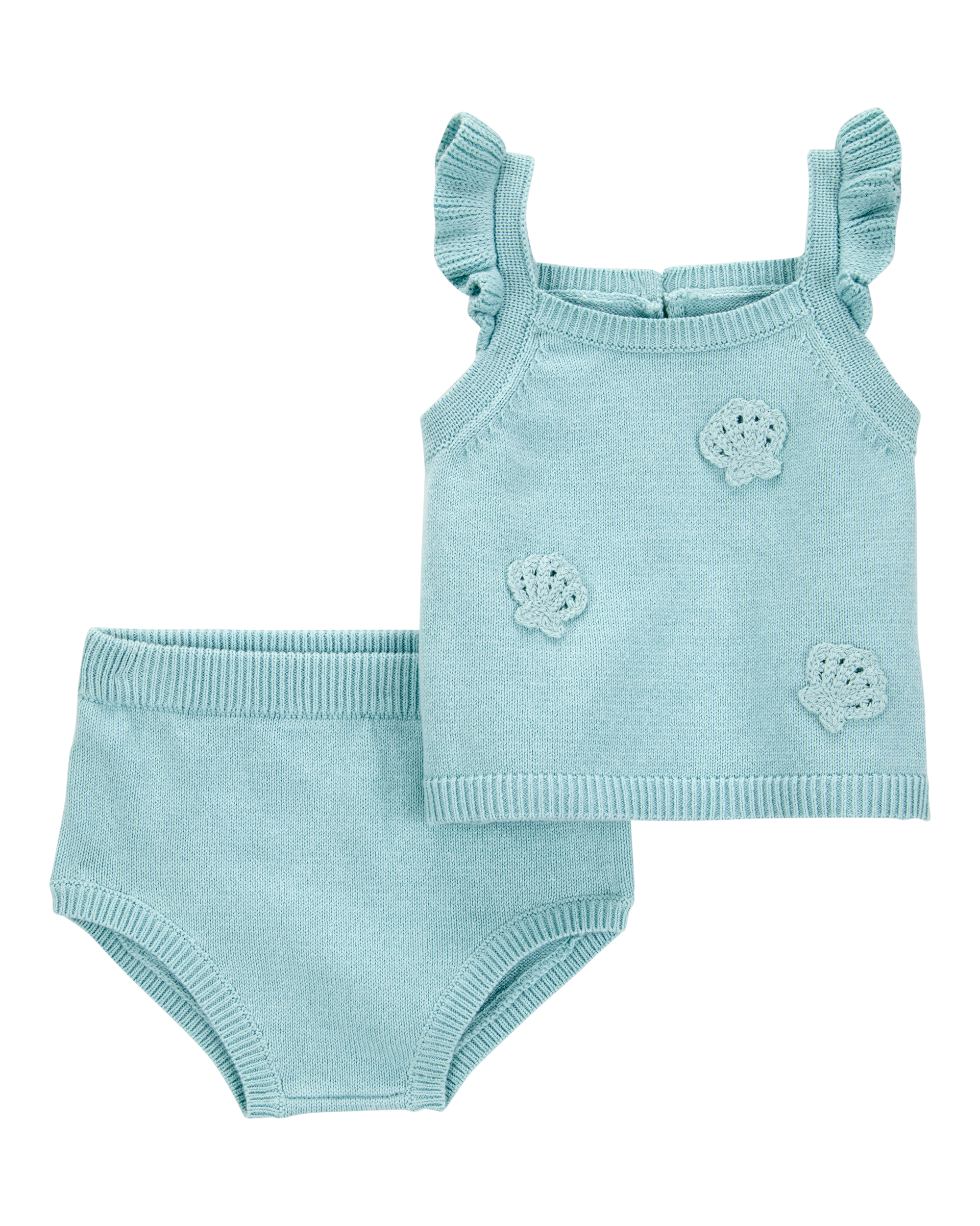 Baby 2-Piece Crochet Sweater Knit Tank & Diaper Cover Set