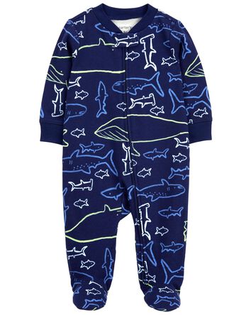 Baby 2-Way Zip Whale Cotton Sleep & Play Pajamas