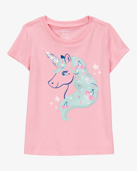 toddler girl unicorn short-sleeve graphic tee - pink
