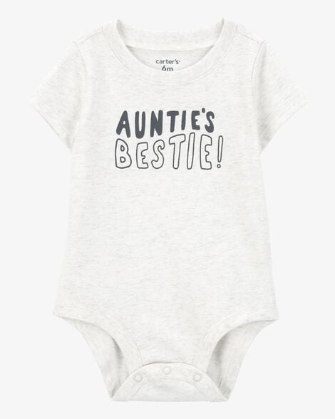Product image 1 of Baby "Auntie's Bestie" Short-Sleeve Bodysuit - Grey