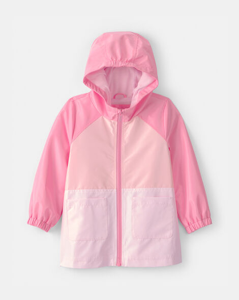toddler girl colorblock raincoat - pink