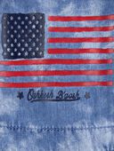 Blue - Toddler Flag Print Tie Dye Shortalls - Blue, Selected