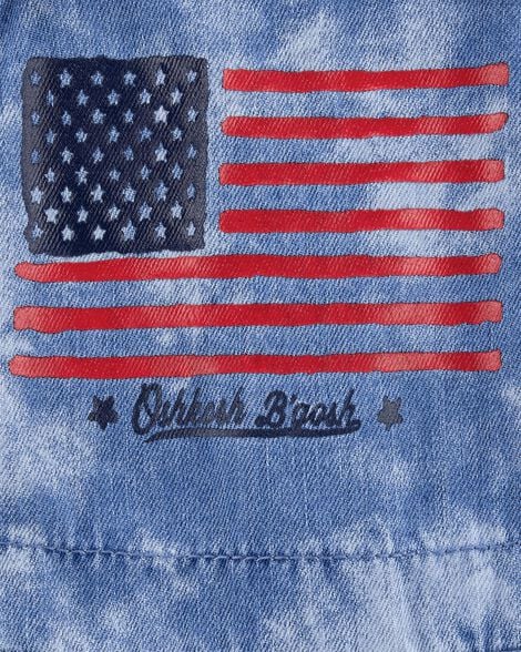  Product image 3 of Toddler Flag Print Tie Dye Shortalls - Blue