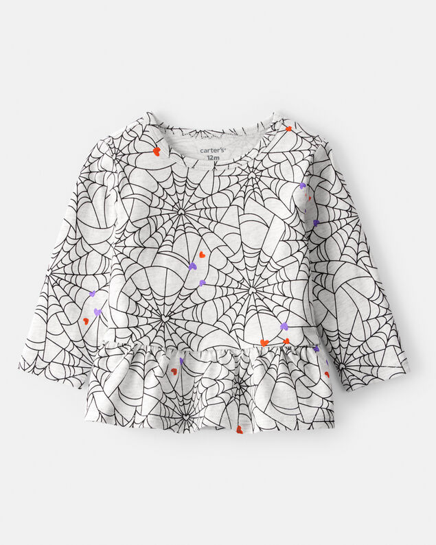 Product image 1 of Baby Halloween Spiderwebs Long-Sleeve Tee - White/Black
