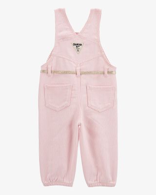 Product image 2 of Baby Knit Denim Hickory Stripe Overalls - Pink