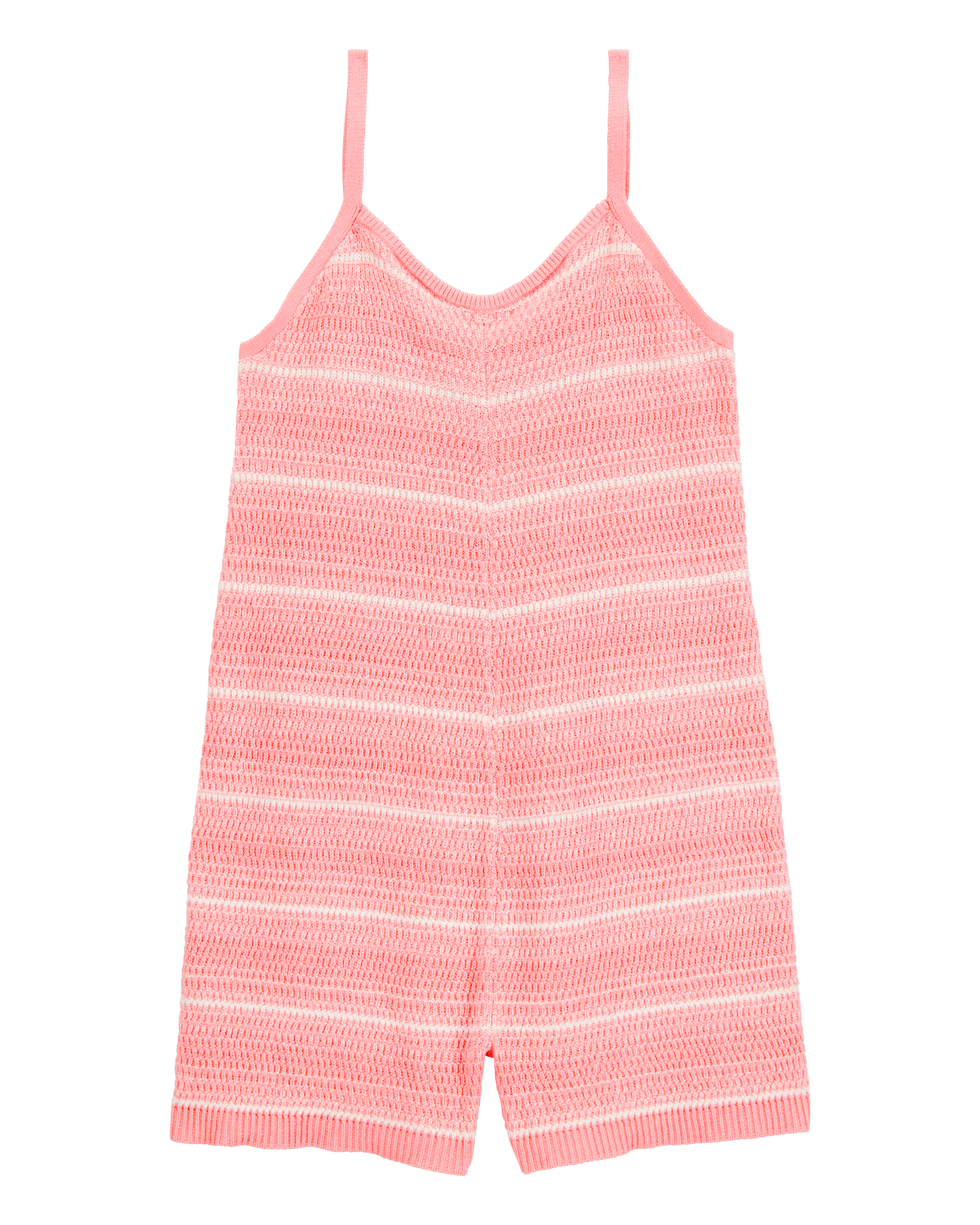 Kid Striped Sweater Knit Romper - Orange