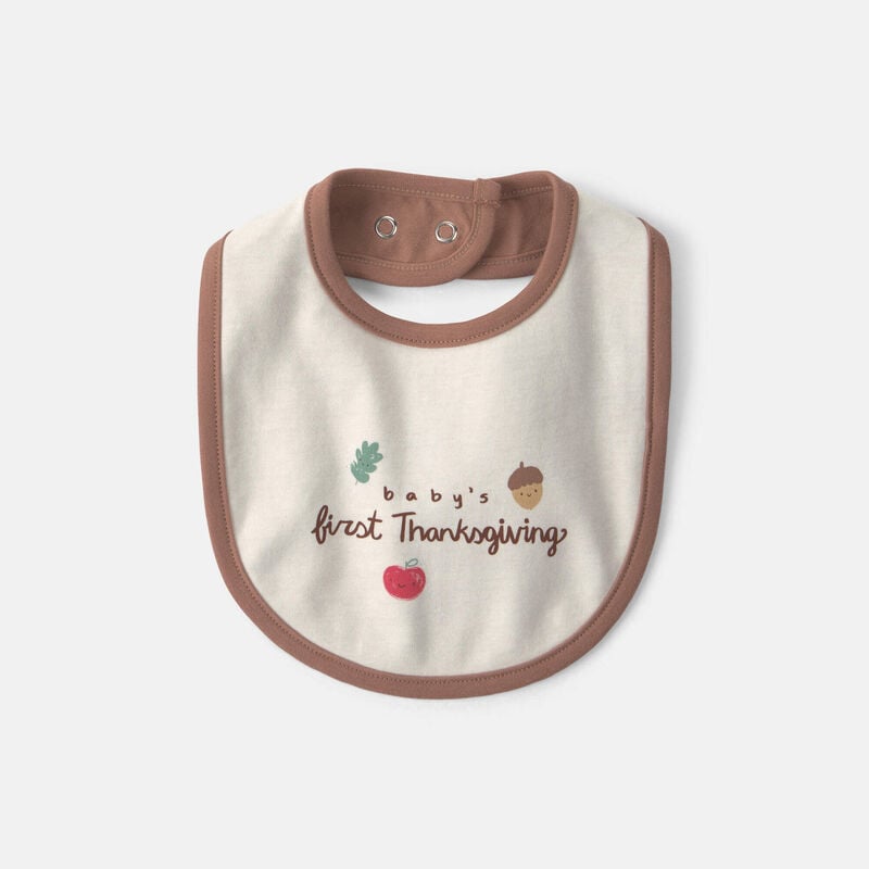 Baby 'Baby's First Thanksgiving' 100% Cotton Bib - Cream
