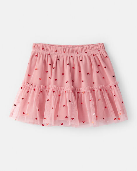 toddler girl heart tulle skort - pink