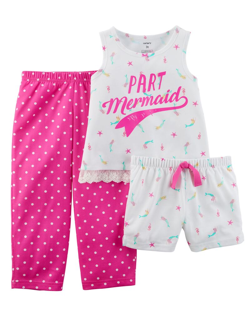 3 Piece Neon Mermaid Poly Pjs Carters Com