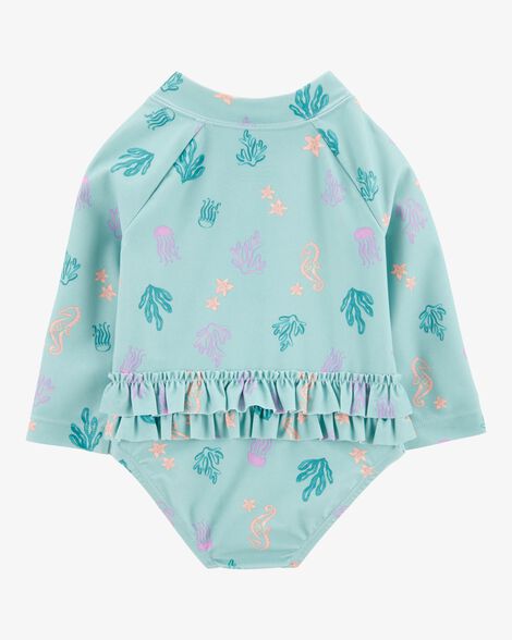 Product image 3 of Baby Girl 1-Piece Coral Print Rashguard