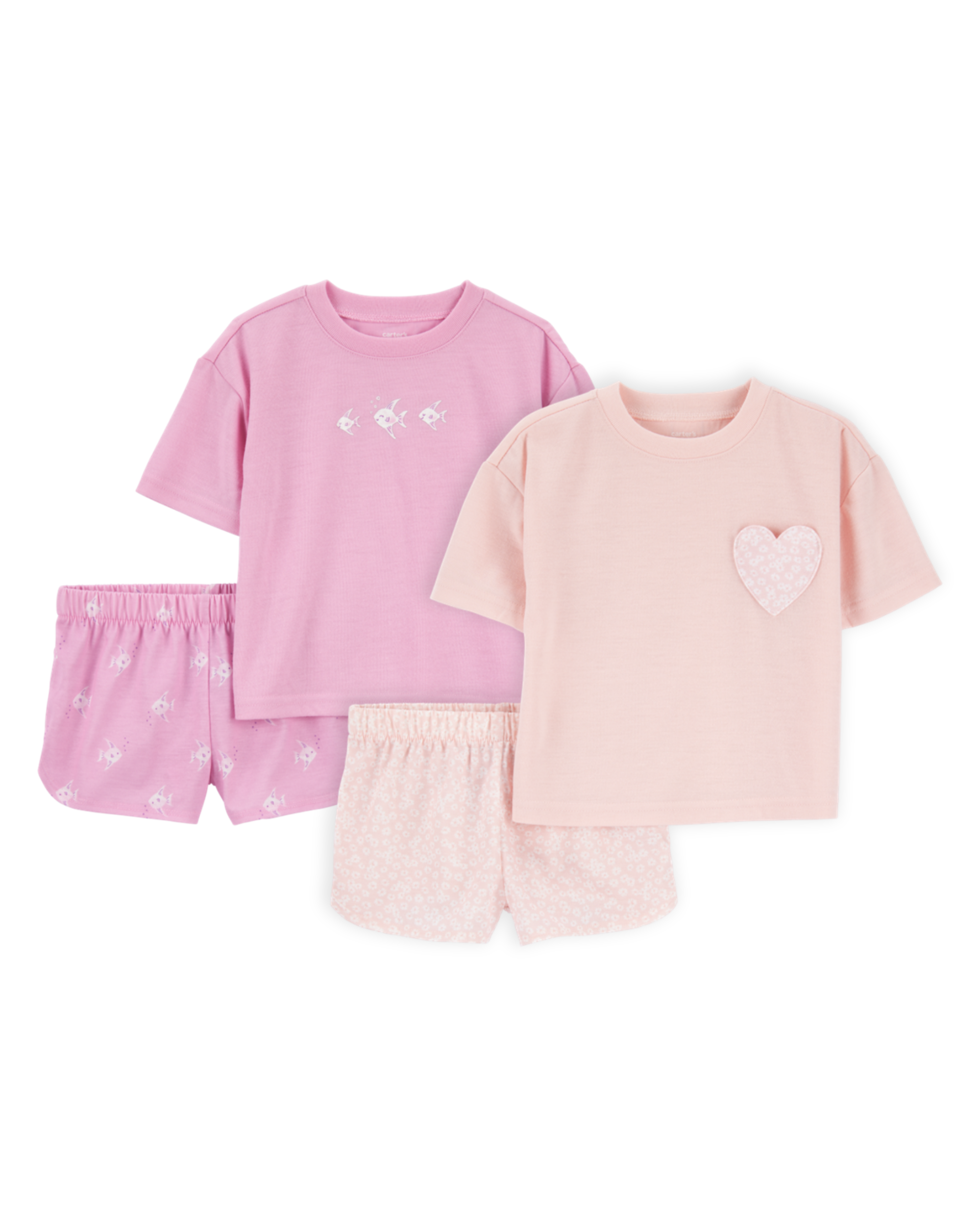 Toddler 4-Piece Loose Fit Pajamas - Pink/Purple