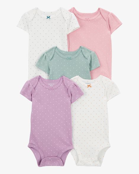  Product image 1 of Baby 5-Pack Heart Polka Dot Short Sleeve Bodysuits