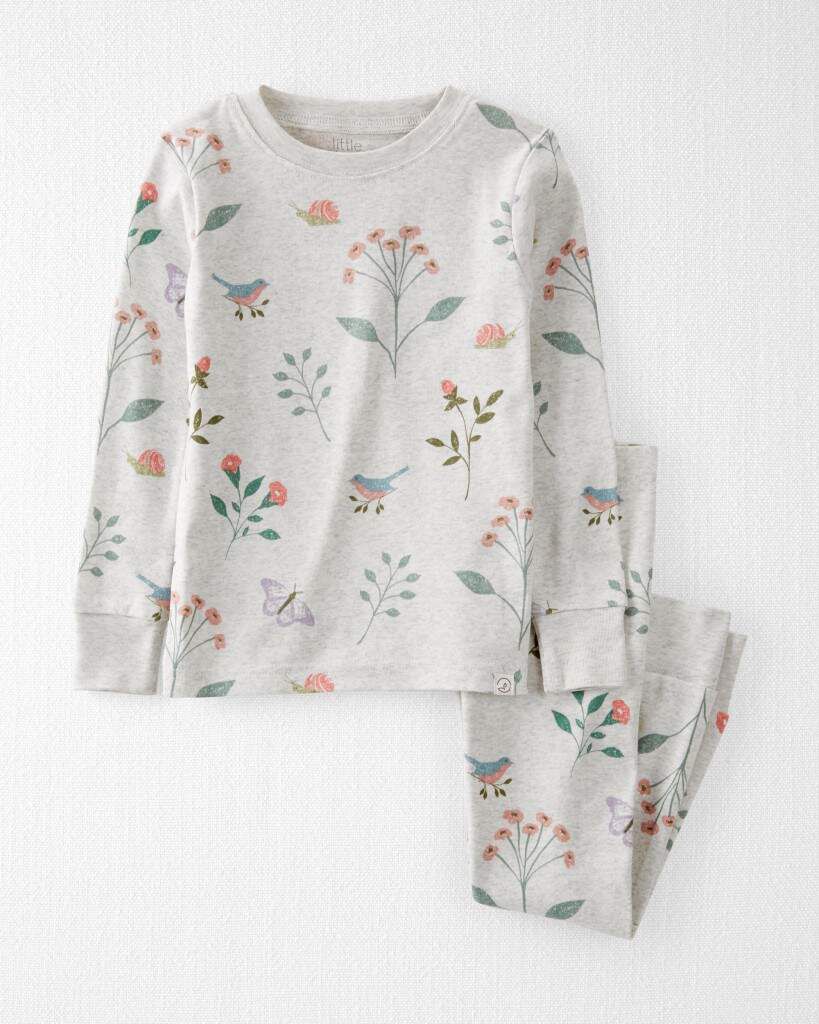 Little Planet Toddler Girls Organic Cotton 2-Piece Pajamas Set Toddler Size 5T Botanical Print 16$