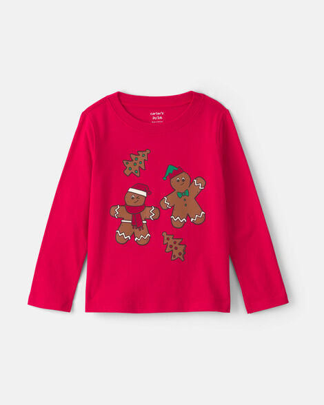 toddler boy gingerbread christmas long-sleeve graphic tee - red