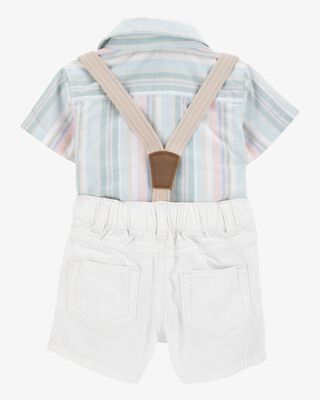 Product image 2 of Baby 3-Piece Button-Down Bodysuit & Suspender Outfit Set
