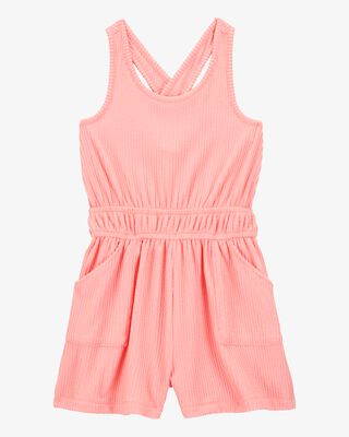 Product image 1 of Kid Ribbed Textured Romper - Coral