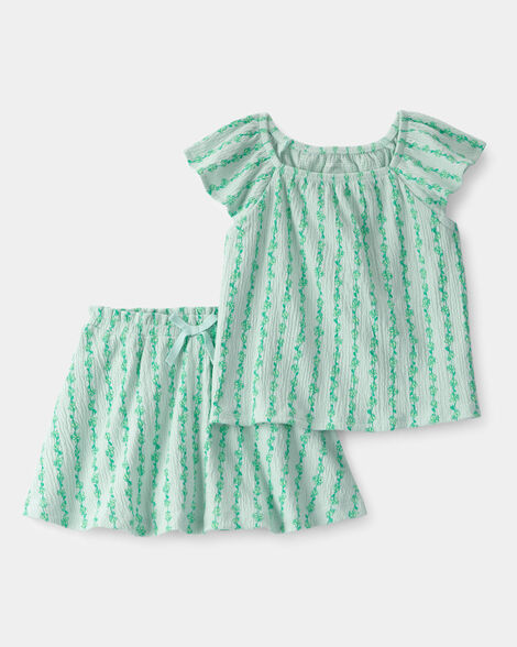 toddler girl 2-piece vine top & skort set - green