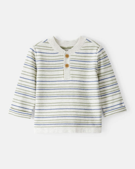 Baby Boy Long-Sleeve Stripe Fashion Top - Grey