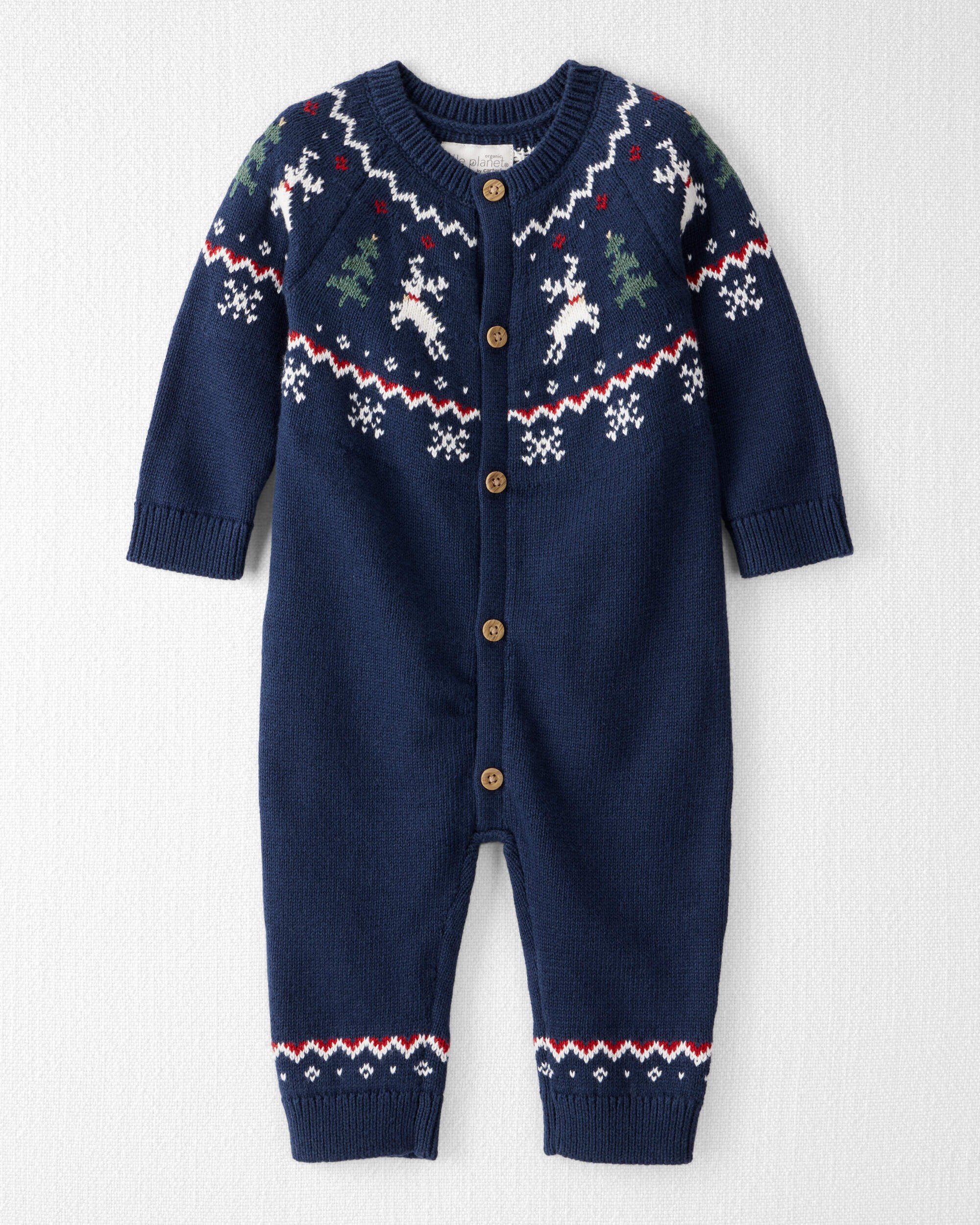 Baby Organic Cotton Fair Isle Sweater Knit Jumpsuit
