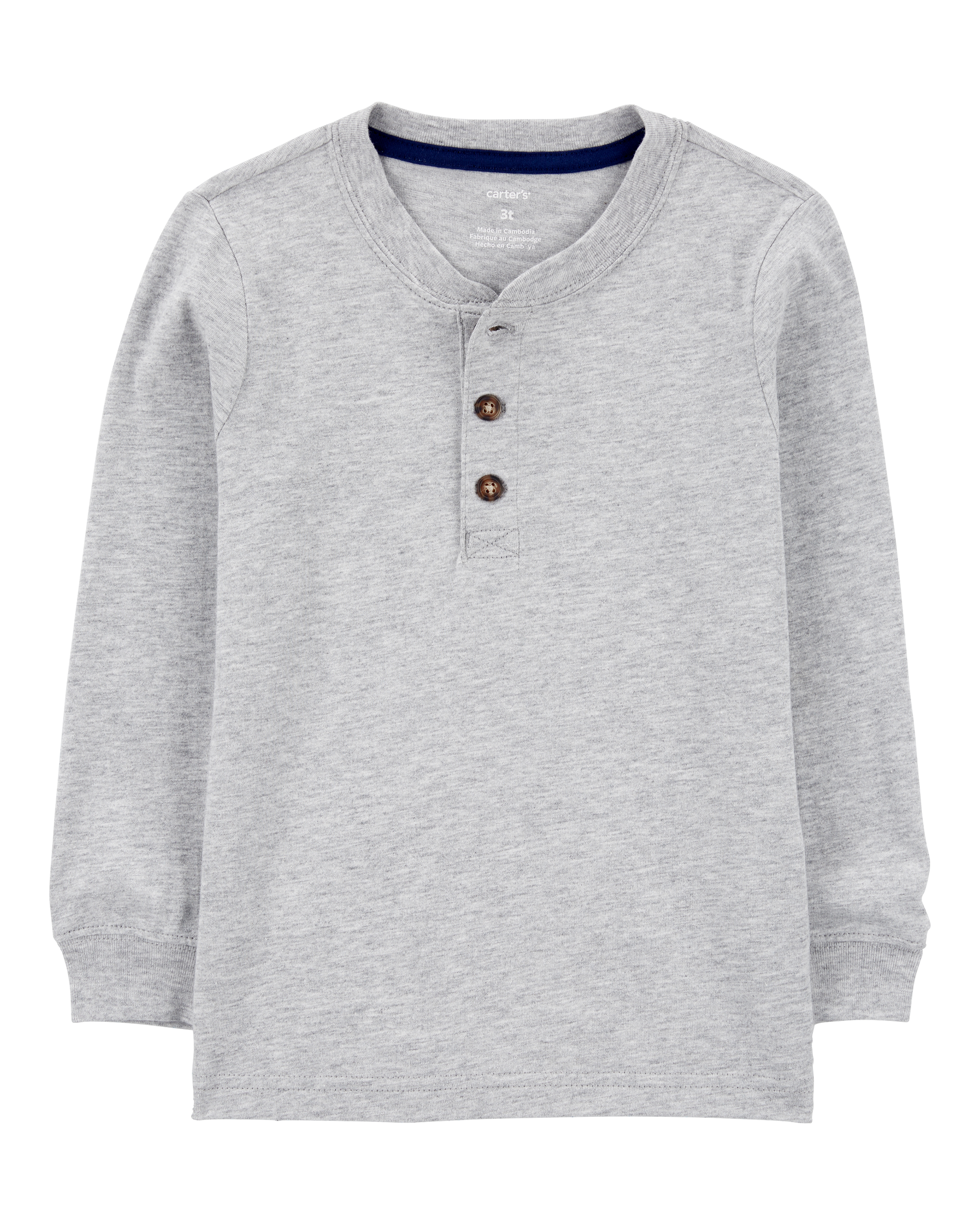 Baby Boy Long-Sleeve Henley Tee - Grey