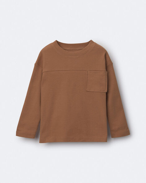 Toddler Ribbed Long-Sleeve Pocket Tee - Brown