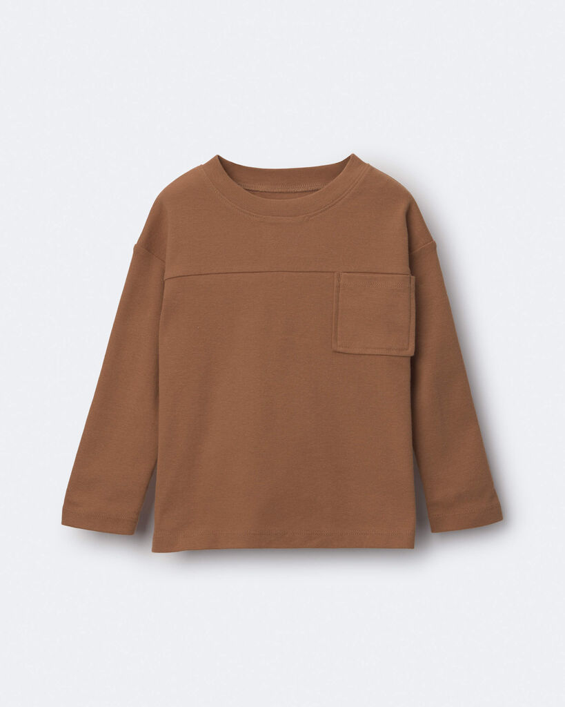 Otter Avenue Toddler Ribbed Long-Sleeve Pocket Tee 12M Brown