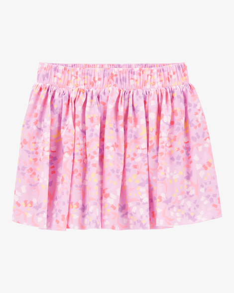 kid floral stretch skort - pink