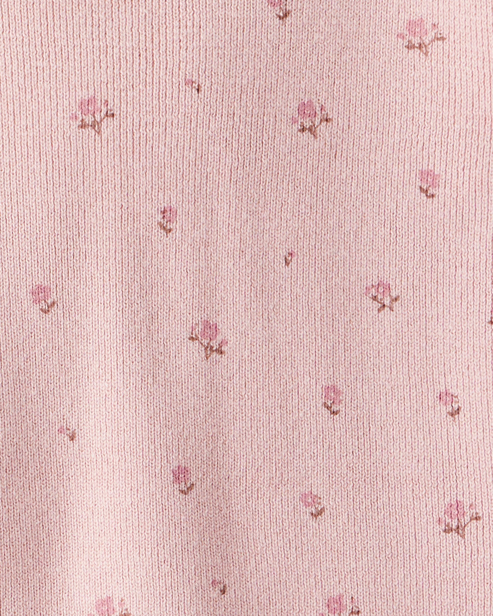 Toddler Girl 2-Piece Organic Cotton Sweater Knit Set in Blush Petals Print