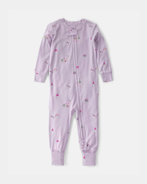 baby girl fairytale purelysoft 2-way zip 1-piece pajama - purple