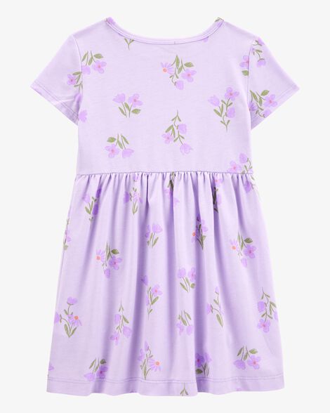  Product image 2 of Toddler Floral Short-Sleeve Dress - Purple