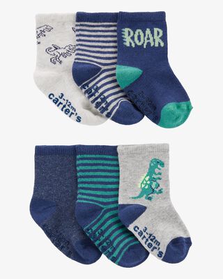 Product image 1 of Baby 6-Pack Dinosaur Socks