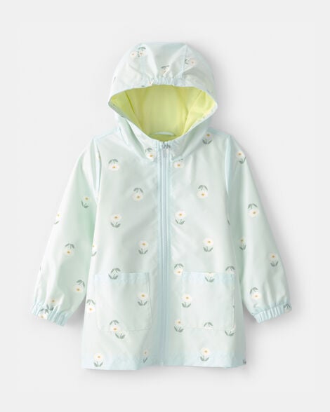 toddler girl floral raincoat - blue