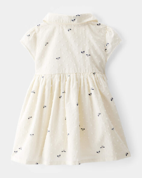  Product image 2 of Baby Swiss Dot Bow Print Short-Sleeve Dress - Ivory