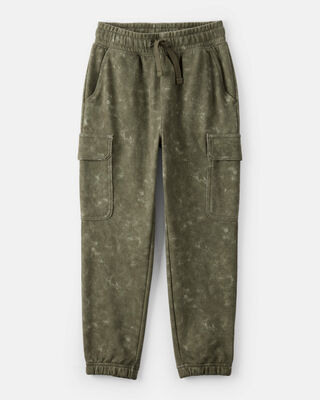 Boys Acid Wash Print French Terry Jogger - Cream