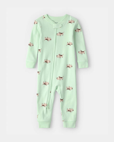 baby puppy 100% cotton snug fit 1-piece pajama - green