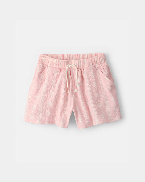girls palm tree gauze shorts - pink