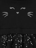 Black - Toddler Cat Hooded Tulle Dress, Selected