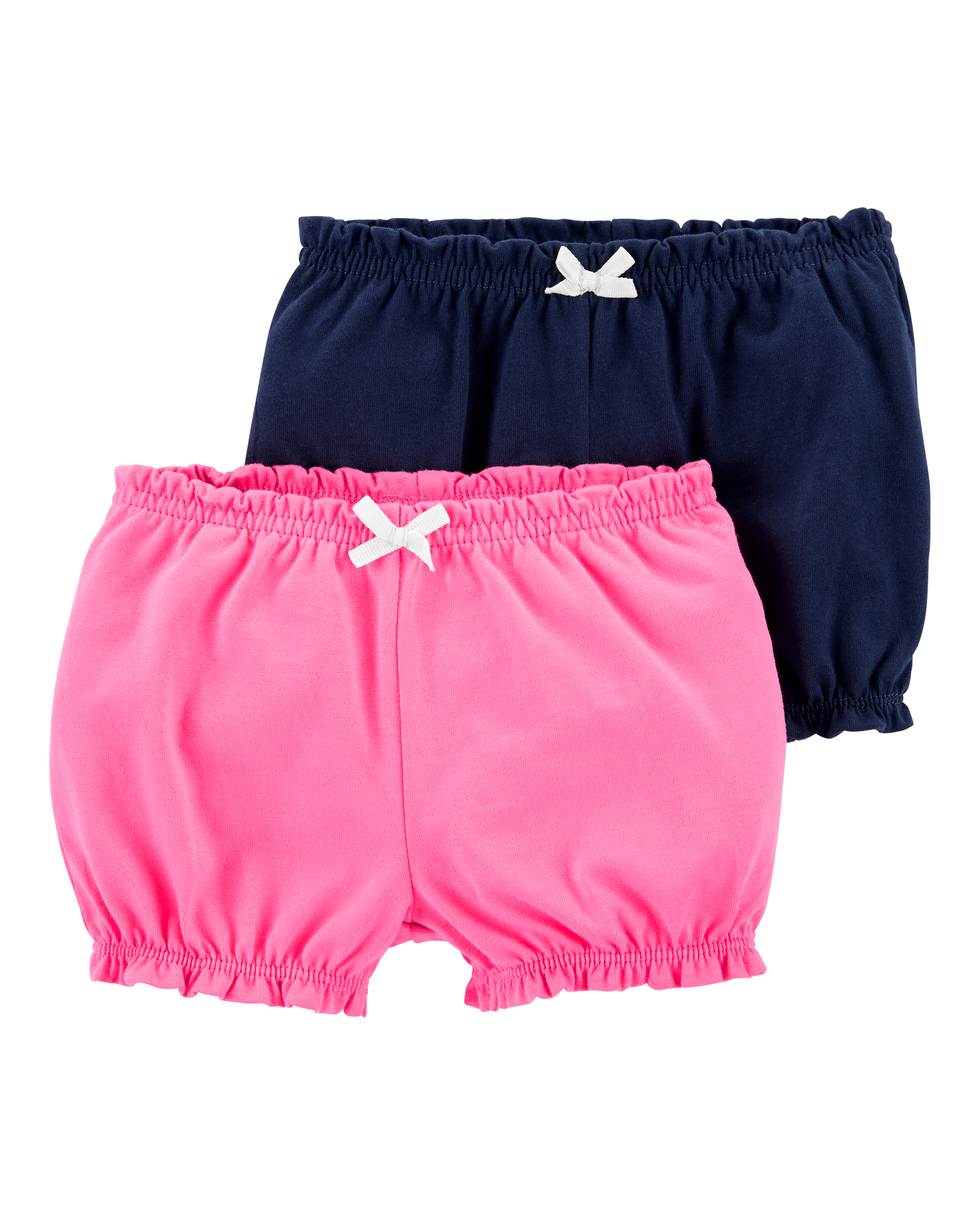 Baby Girl 2-Pack Bubble Shorts - Pink/Navy