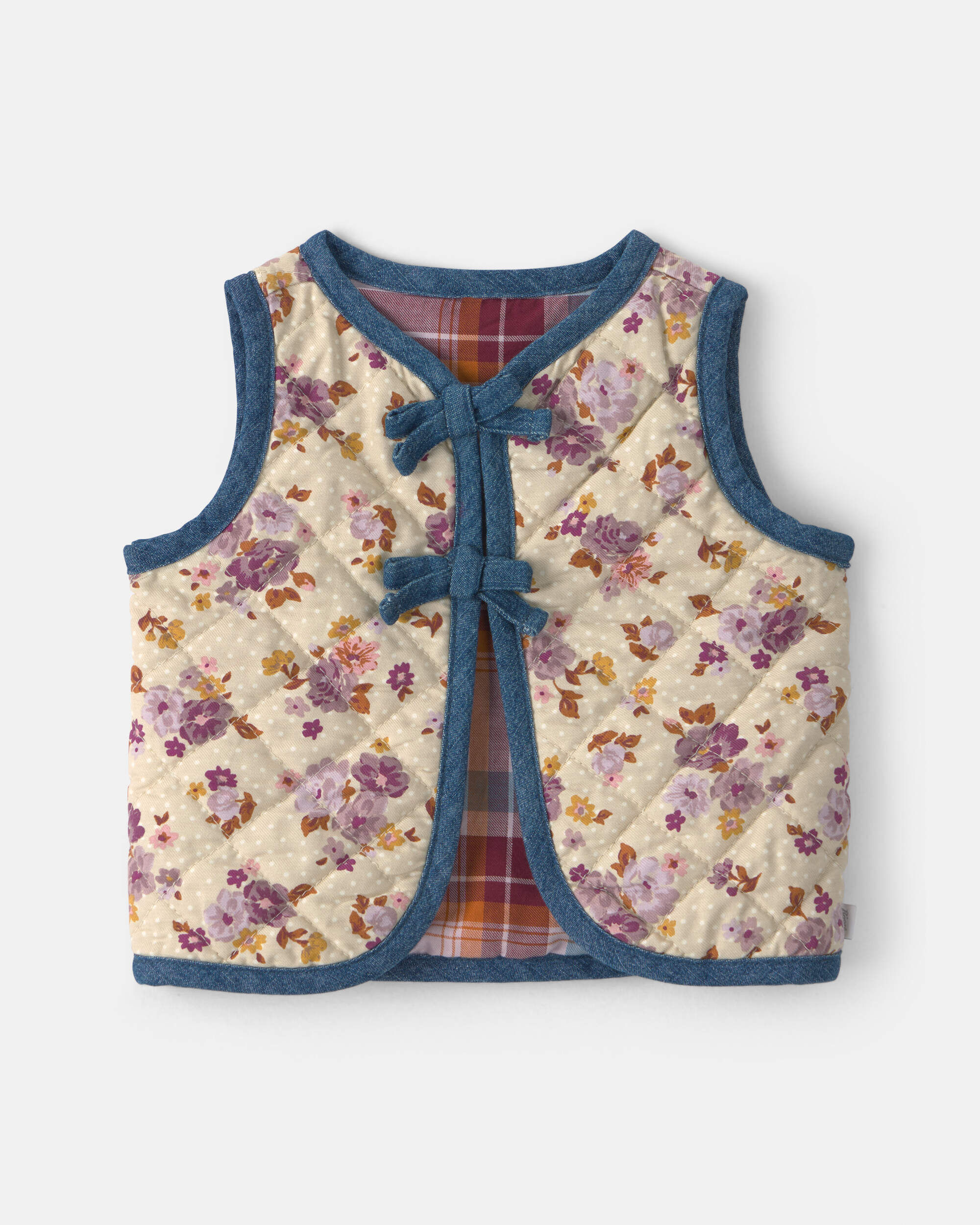 OshKosh B'gosh Baby Girl Floral Vest 12M Brown/Purple