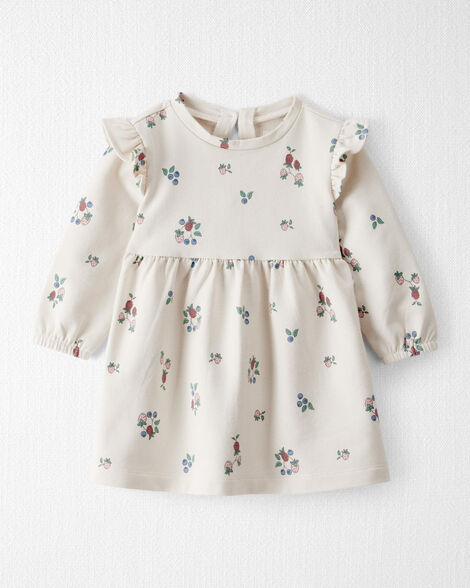 Baby Girl Organic Cotton French Terry Dress in Berry Blossom Print