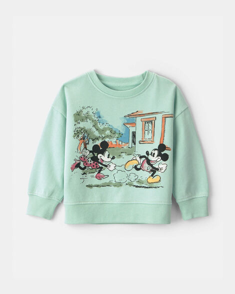 Toddler Girl Disney© Mickey Mouse French Terry Pullover Sweatshirt - Green
