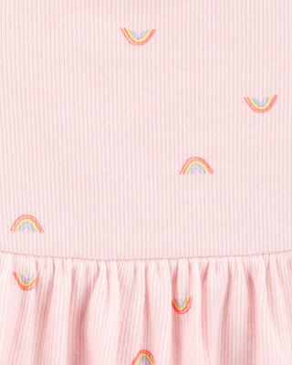 Product image 2 of Baby 2-Piece Rainbow Peplum Bodysuit Pant Set - Pink