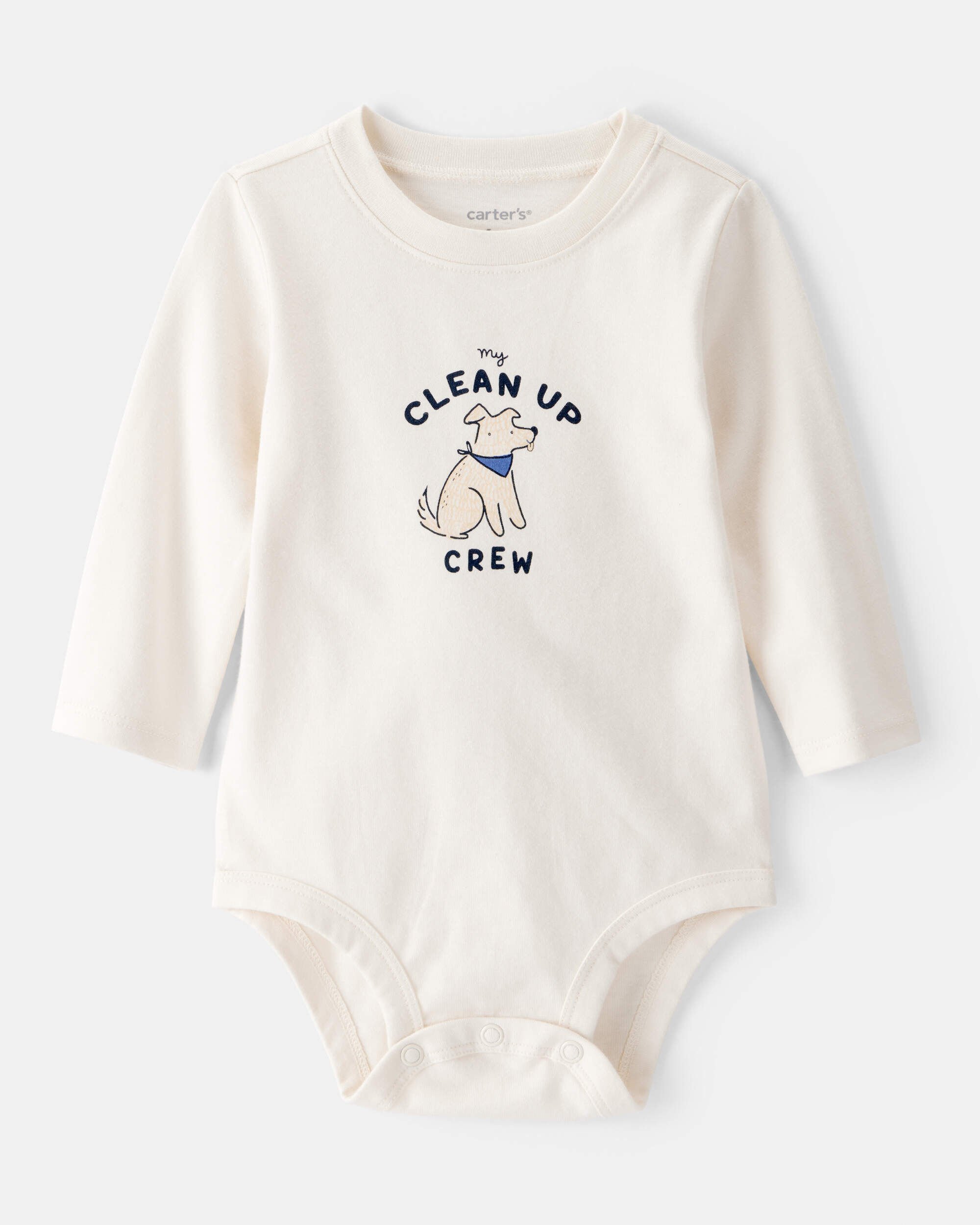 Baby Cotton Long-Sleeve Graphic Bodysuit - Ivory