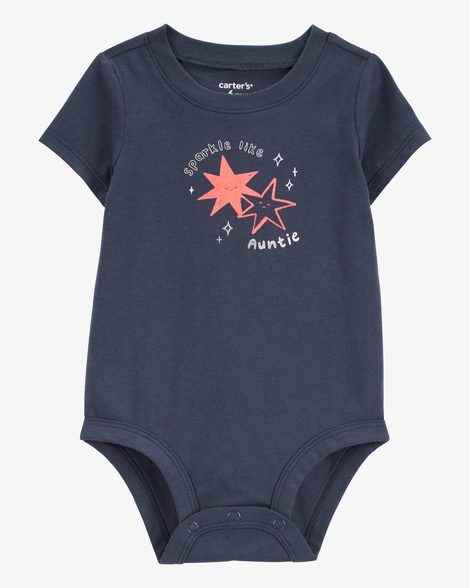 baby sparkle like auntie short-sleeve bodysuit - gray