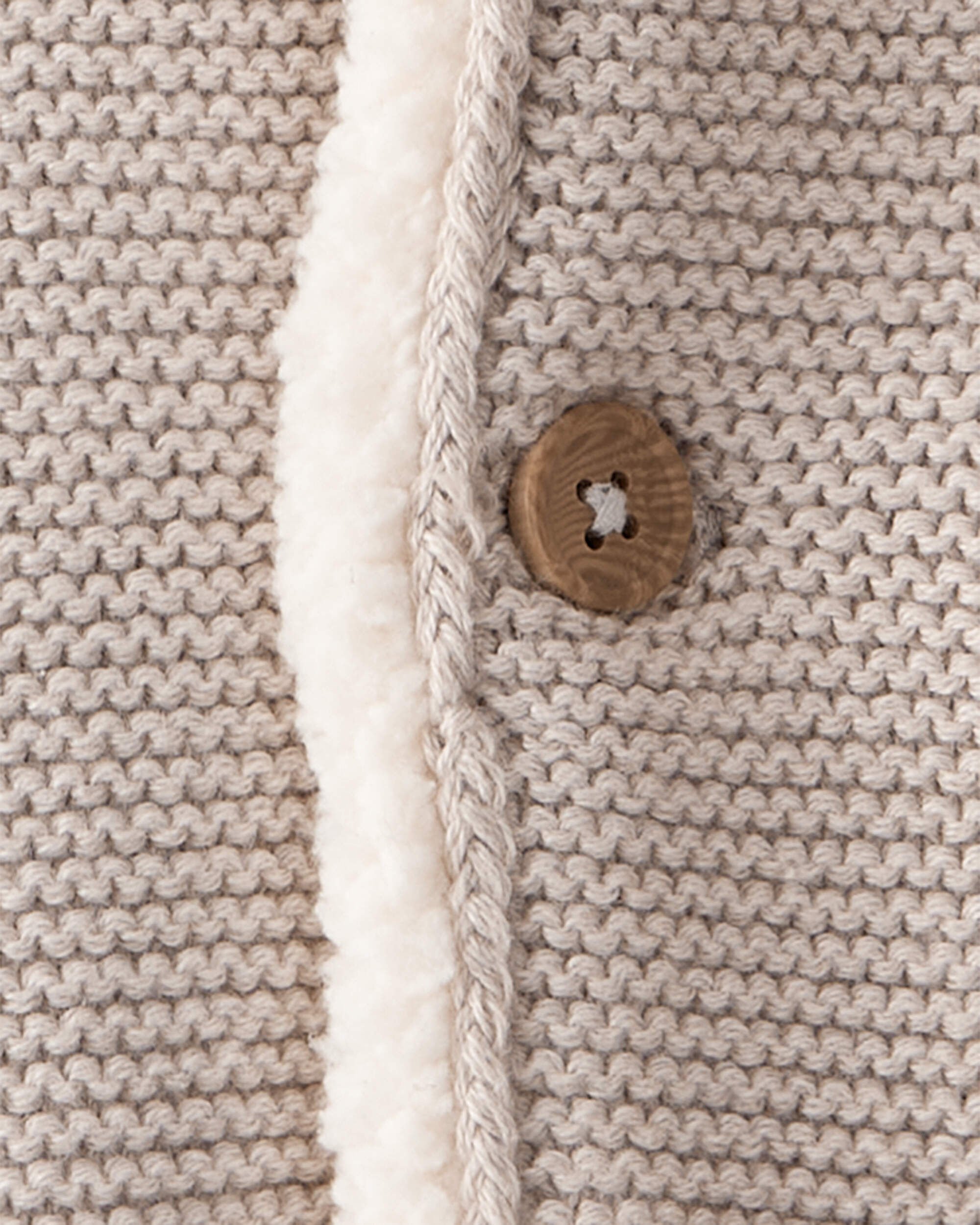 Baby Sherpa Lined Cotton Long-Sleeve Sweater - Brown