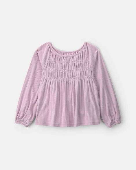 Girls Long-Sleeve Peplum Top - Purple